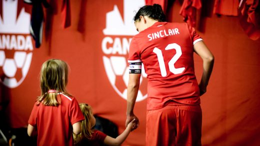 Christine Sinclair at a Canada match in 2017.