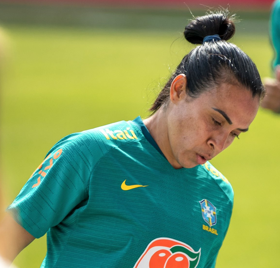 Marta in training for Brazil ahead of their SheBelieves Cup opener versus Japan // Photo by Georgia Soares