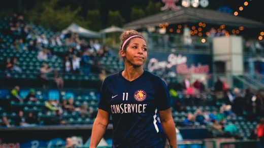 Desiree Scott in uniform for the Utah Royals in 2019. Photo by Nikita Taparia