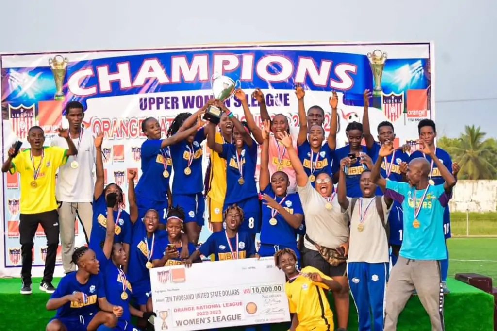 Determine Girls of Liberia celebrate winning the Liberian Women's League. (Photo courtesy of the Liberia Football Association)